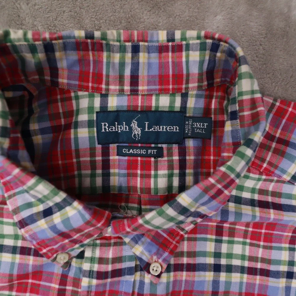 Ralph lauren Classic Fit Multicolor Plaid Long Sleeve Button Up Shirt Men's 3XLT
